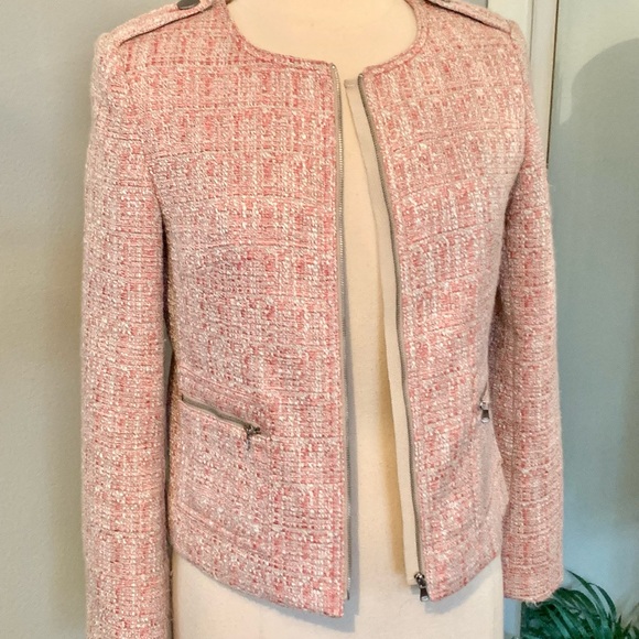 Woman’s Pink Tweed Crop Blazer Jacket Sz 4 Talbots - Picture 9 of 14
